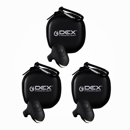 Three DEX FingerLights with three carrying cases