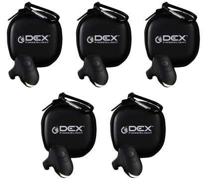 DEX FingerLight 5-Pack: five lights and five carrying cases