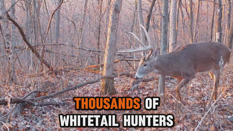 Hunter using the DEX FingerLight green mode hands-free in the field at night